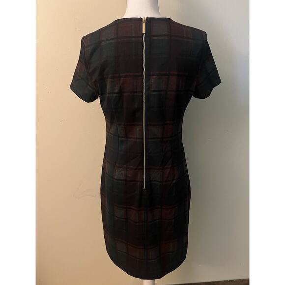 Calvin Klein Green Red Sheath Dress Short Sleeve Holiday Professional Size 4 - Picture 5 of 7